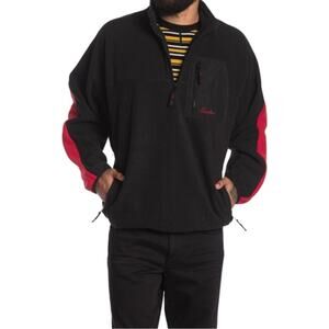 Ovadia Polar Fleece Quarter Zip Pullover Red Black XL NWT